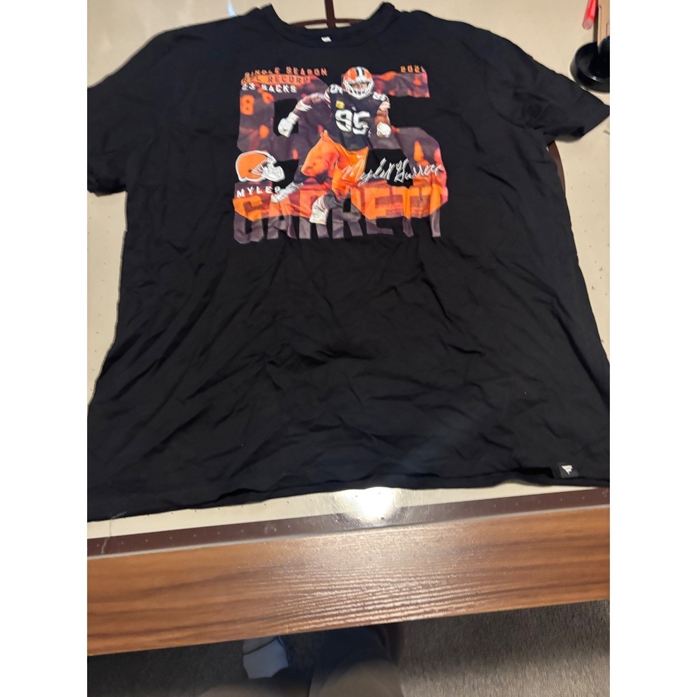 482 Myles Garrett Cleveland Browns Fanatics Black  2021 Sack Record Mens 2XL